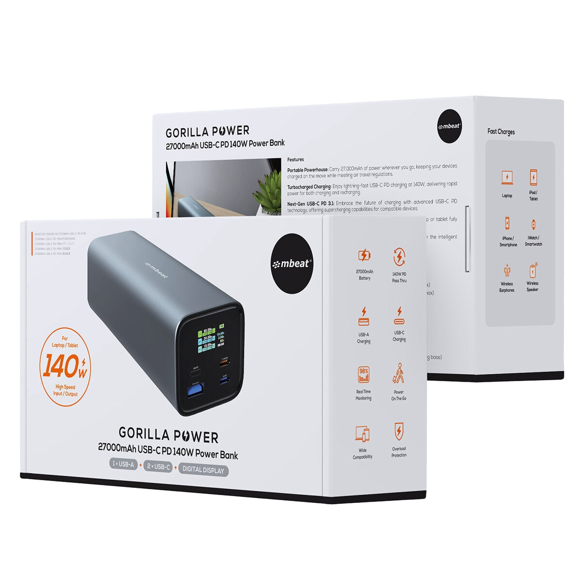 mbeat Gorilla Power 27000mAh USB-C 140W Power Bank MB-PBUC-27000 - SuperSaverAU - view 6