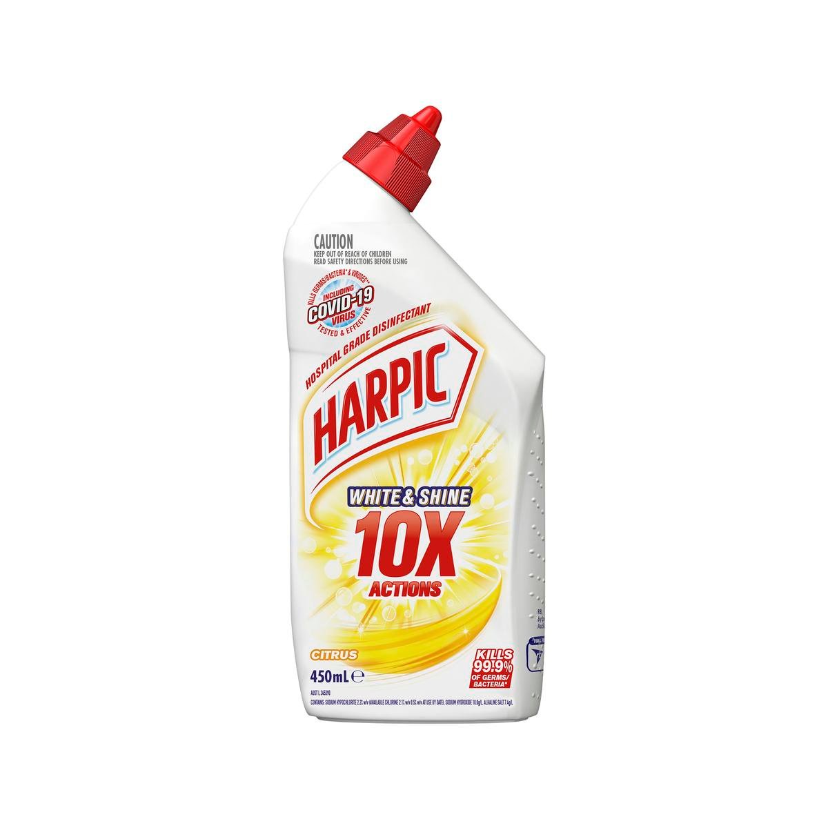 Harpic White Shine Citrus Toilet Cleaner 450ml - Thick Gel - Disinfectant - SuperSaverAU - view 1