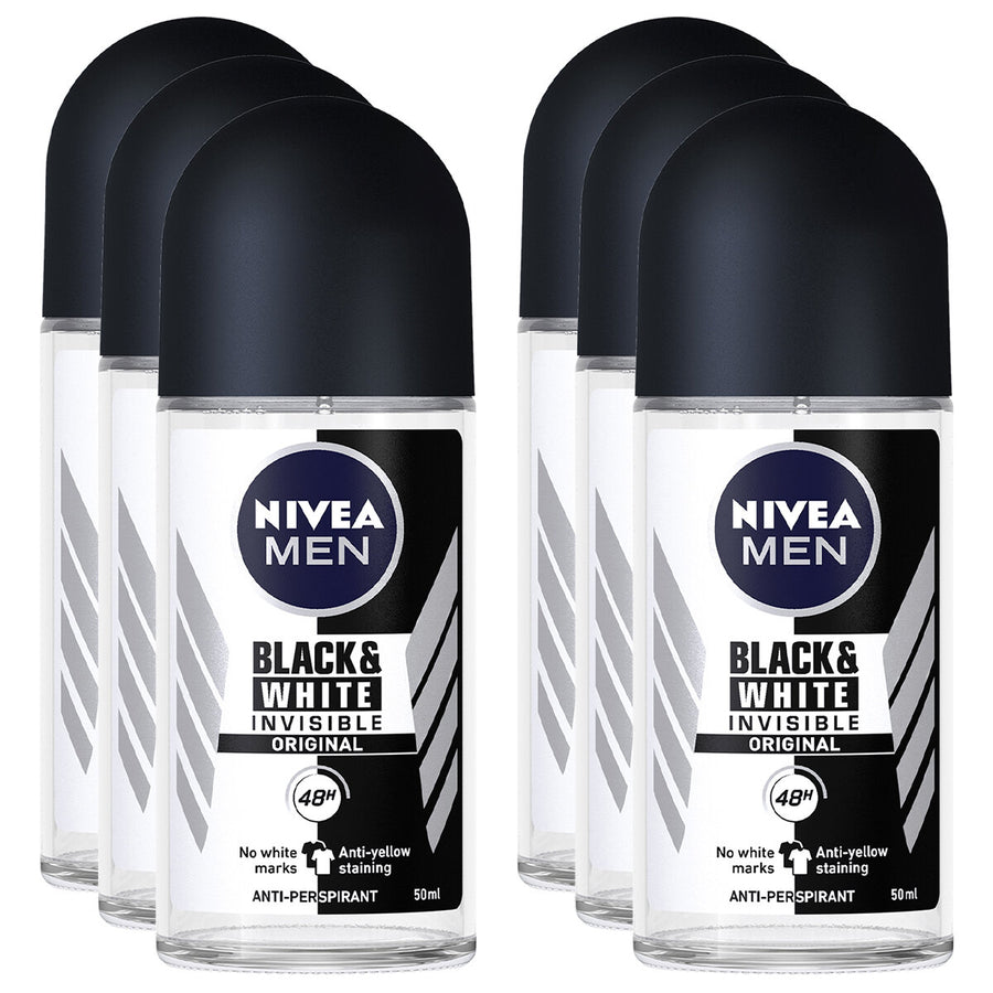 NIVEA Men Anti Perspirant Roll-On Deodorant 12 x 50 ml Black And White