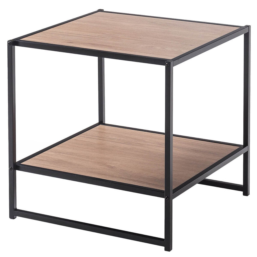 Zinus Modern Studio Bedside Table Set of 2 - Brown MDF with Metal Frame and Lower Shelf - AU-COMBOB