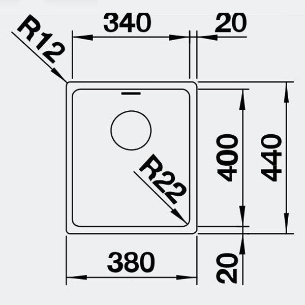 Blanco ANDANO single bowl top or flush mount sink - 18/10 stainless steel with overflow - ANDANO340IFNK5