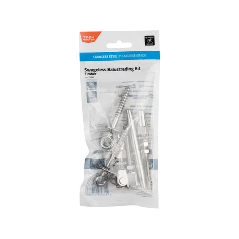 Taskmaster 316 Stainless Steel Swageless Timber Lag Screw Balustrading Kit - 94mm x 210mm - Rust Resistant - Easy Installation - SuperSaverAU - view 1