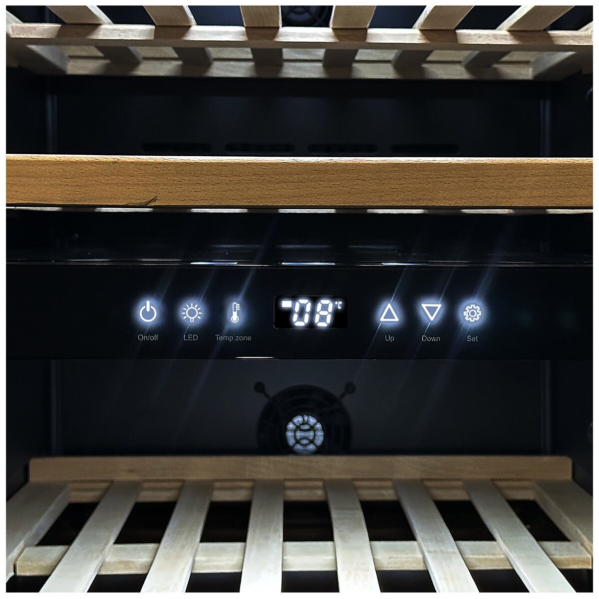 LeCavist 118L Dual Zone 56 Bottle Wine Fridge - Black, Frost Free, Double Glazed Door - LKS56VN2Z