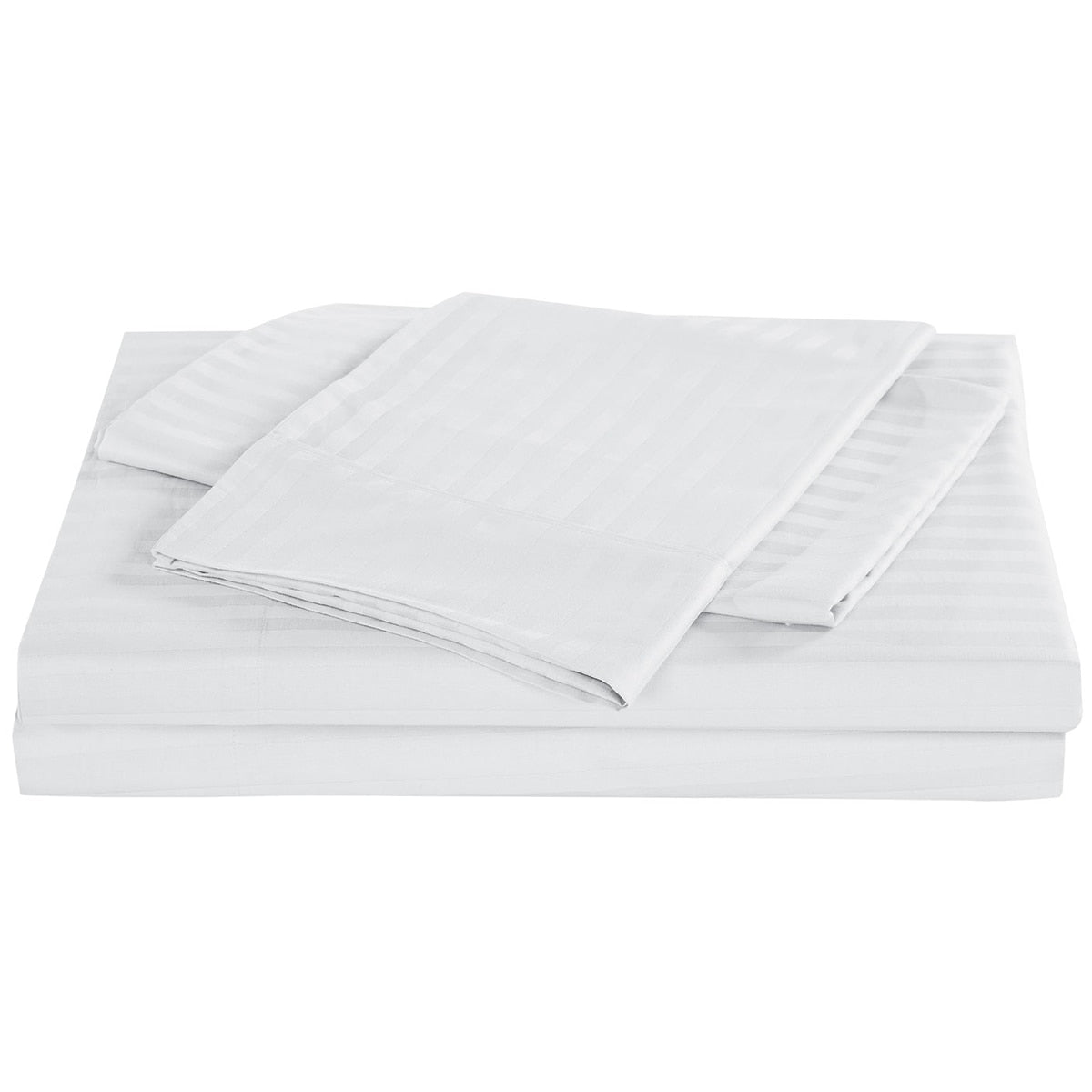 Kensington 1200 Thread Count Stripe Cotton Sheet Set Double White