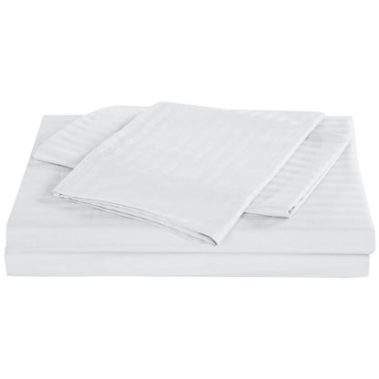 Kensington 1200 Thread Count Stripe Cotton Sheet Set Double White