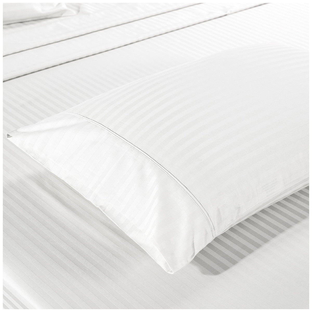 Kensington 1200 Thread Count Stripe Cotton Sheet Set Double White