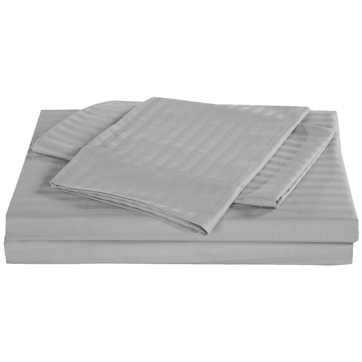 Kensington 1200 Thread Count Stripe Cotton Sheet Set Double Silver