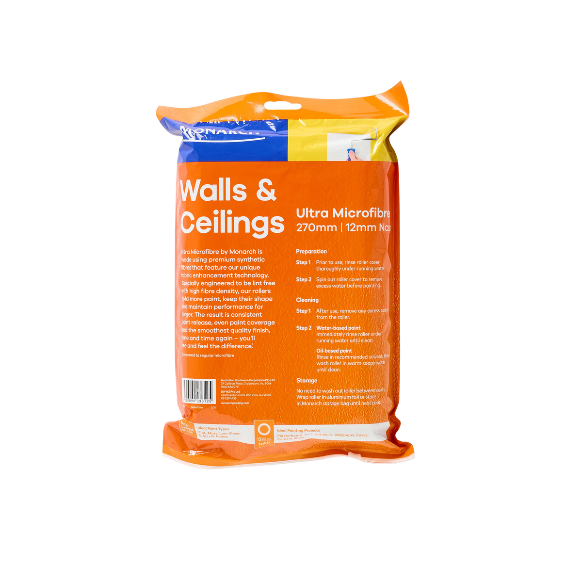 Monarch 270mm Roller Covers - 12mm Nap - 3 Pack - Lint-Free - Ultra Smooth Finish - SuperSaverAU - view 2