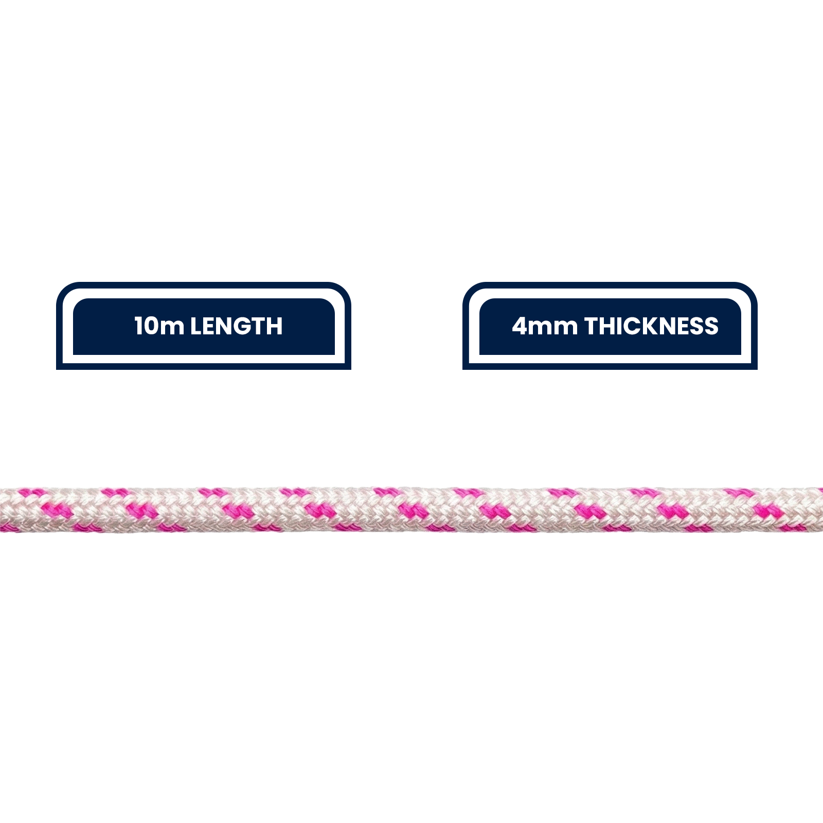 Grunt 4mm x 10m White Braided Polypropylene Tracer Rope 300kg
