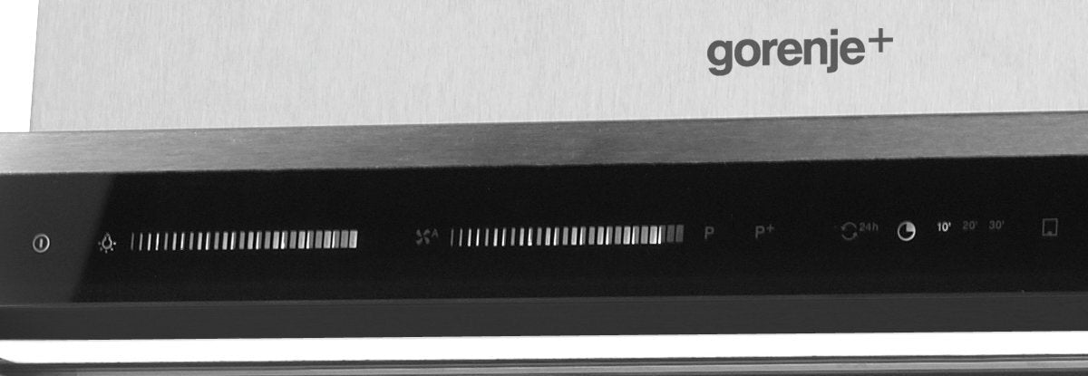 Gorenje 60cm canopy rangehood - stainless steel, 9 fan speeds, Adapt Tech sensor, LED lighting - GHT62X