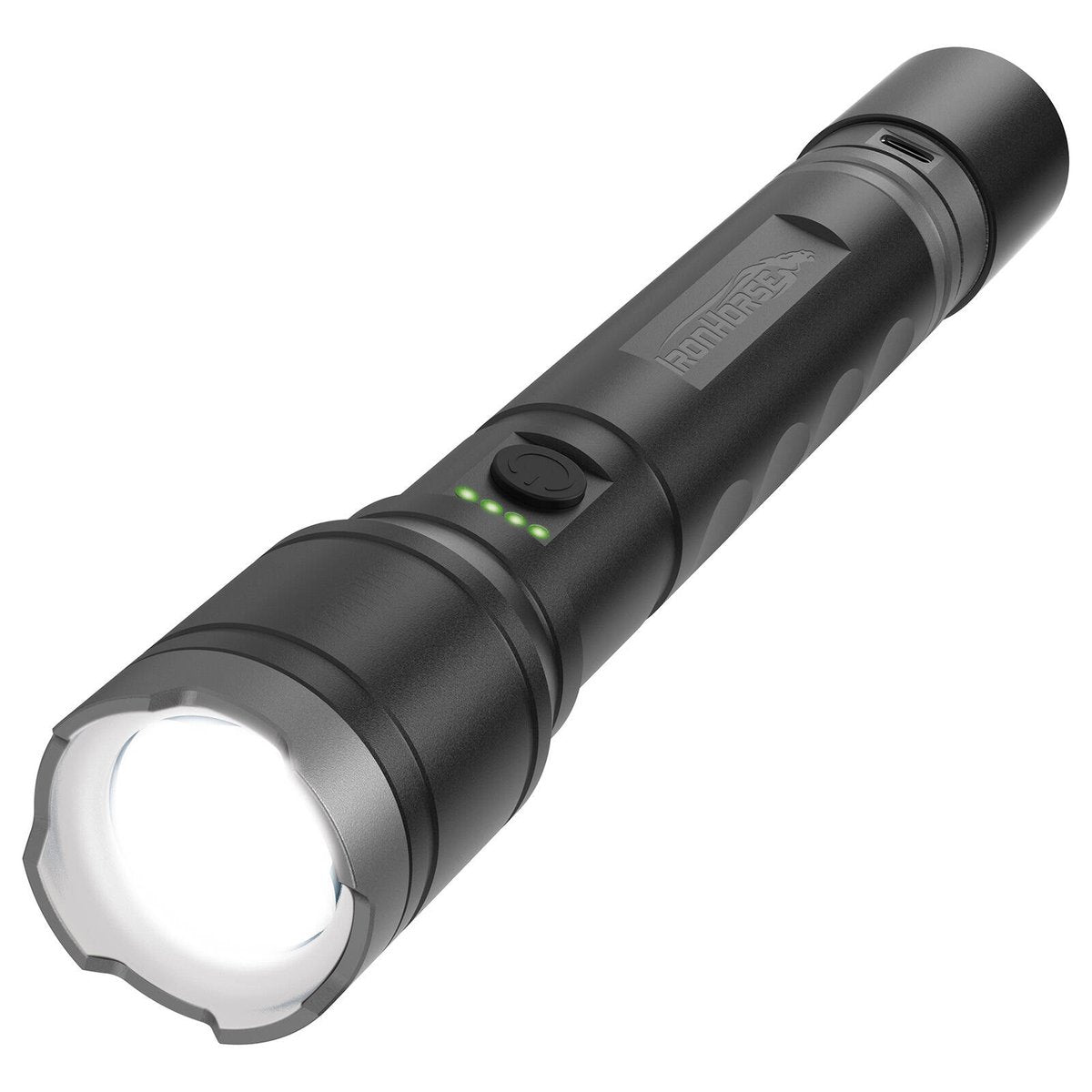Ironhorse 2200lm Premium Hybrid Dual Power Torch Flashlight - 300mm - Black/Gun Metal - Rechargeable - Adjustable Focus - Water Resistant - SuperSaverAU - view 2