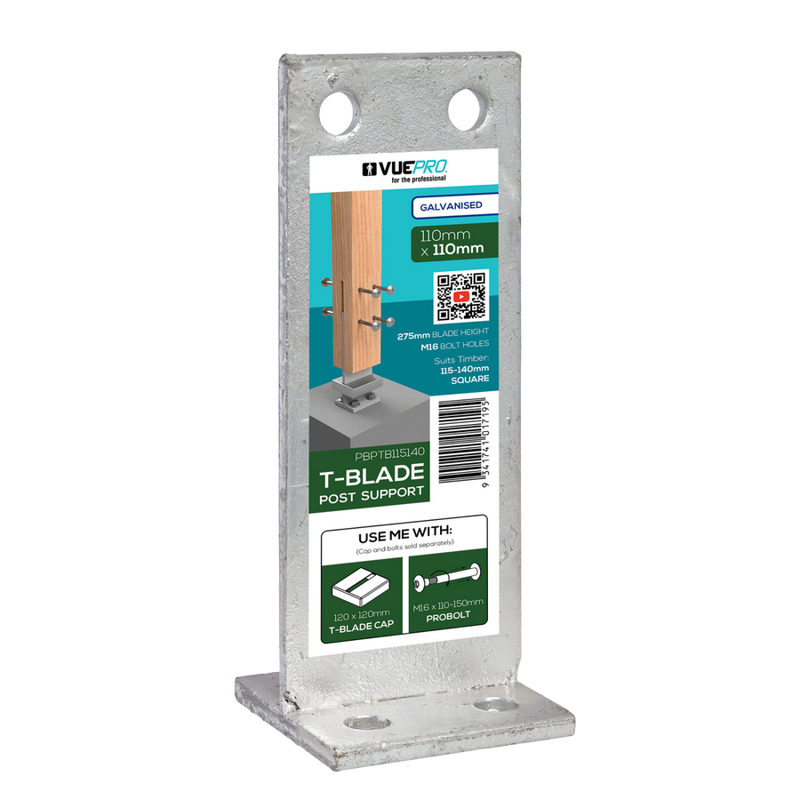 Vuepro Galvanised T Blade Support 110 x 110mm Each - SuperSaverAU - view 1