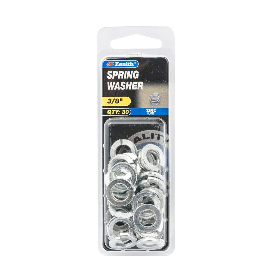 Zenith 3/8 Zinc Plated Spring Washer 30 Pack Steel Round Lock Washer - SuperSaverAU - view 1