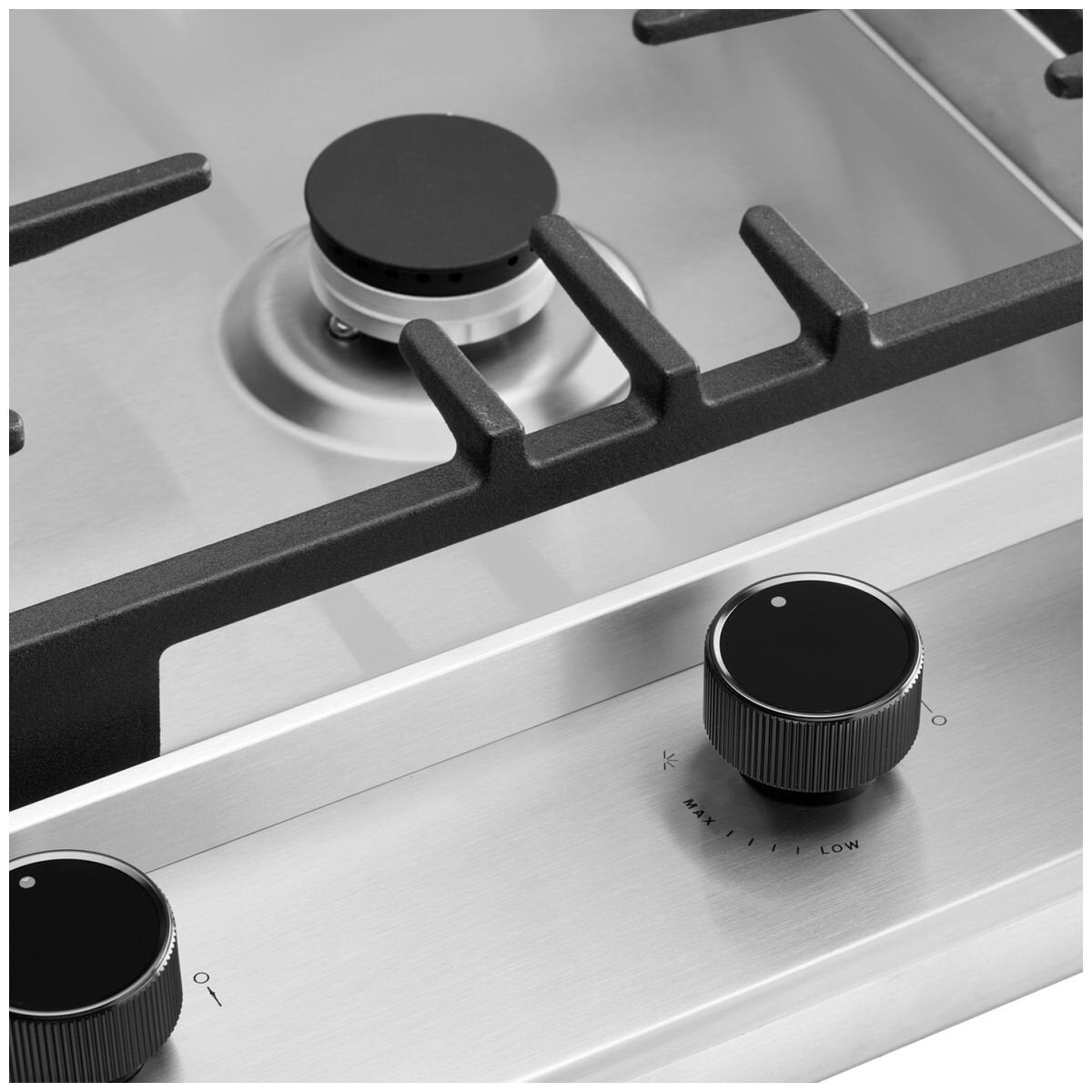 Omega 90cm Natural Gas Cooktop - Stainless Steel, Five Burners, Triple Ring Wok Burner - OCG905WX