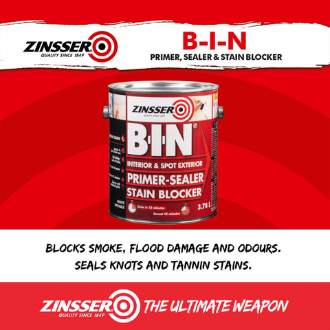 Zinsser B-I-N 3.78L White Shellac-Based Primer Sealer Stain Blocker Interior Tintable