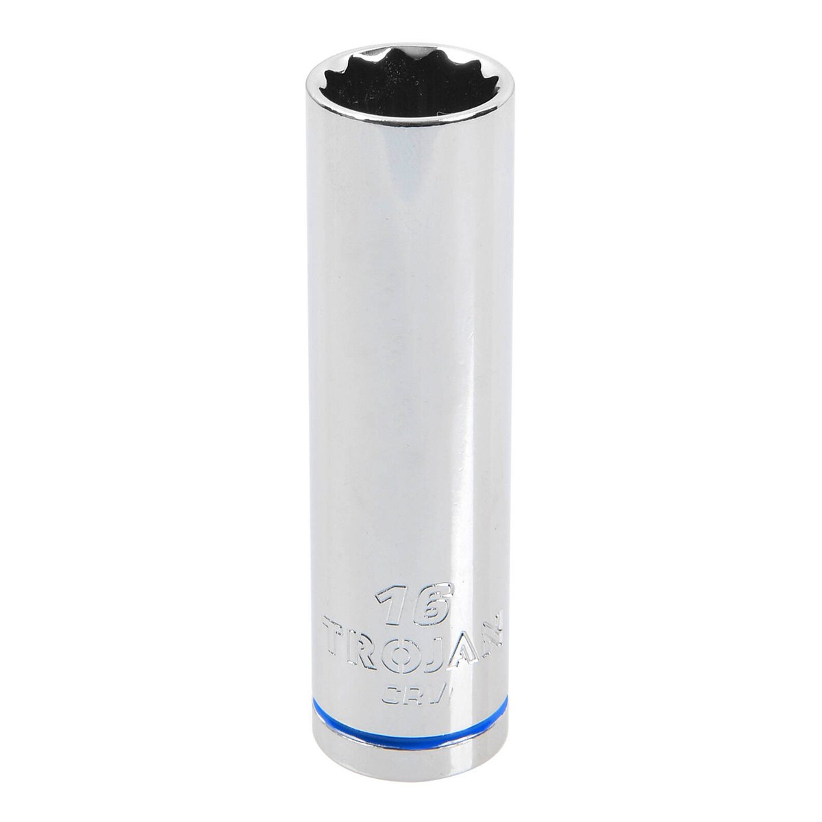 Trojan 16mm Deep Socket 1/2" Drive - Chrome Vanadium - Durable - 12-Point - SuperSaverAU - view 1