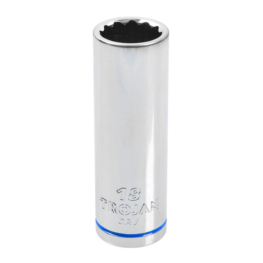 Trojan 18mm Deep Socket 1/2" Drive - Polished Chrome Vanadium - Durable - SuperSaverAU - view 1