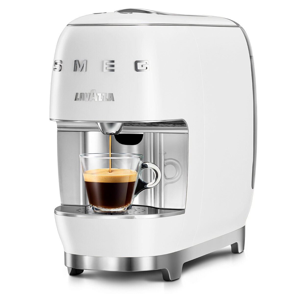 Smeg Lavazza A Modo Mio Capsule Coffee Machine - Retro Design - White Fascia - 900mL Tank - 18001436
