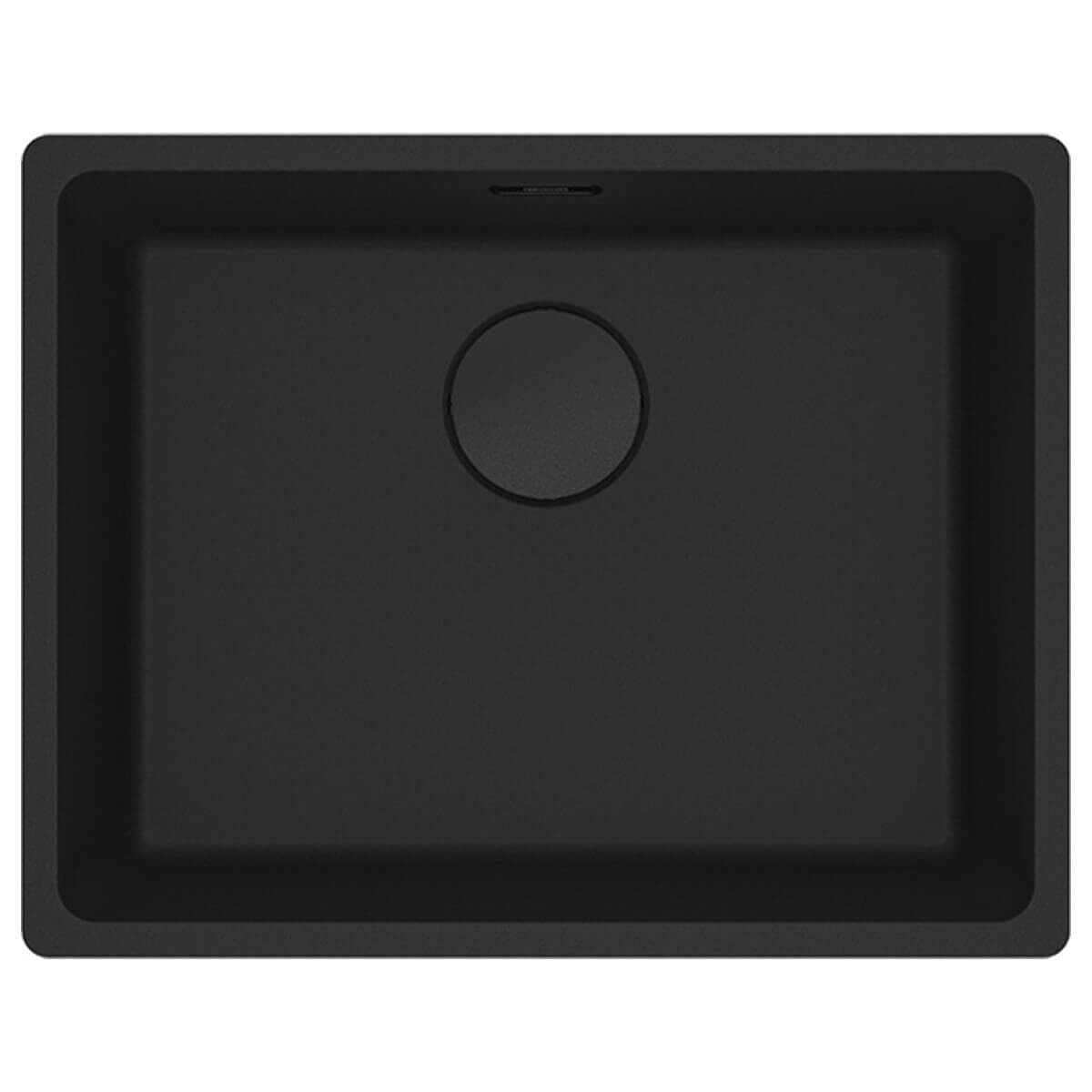Franke Maris Single Bowl Flush Mount Sink - Matte Black Fragranite, Hidden Overflow - MRG210-52MB-B