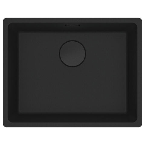 Franke Maris Single Bowl Flush Mount Sink - Matte Black Fragranite, Hidden Overflow - MRG210-52MB-B