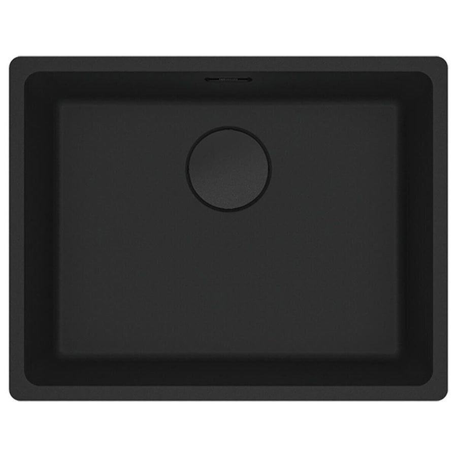 Franke Maris Single Bowl Flush Mount Sink - Matte Black Fragranite, Hidden Overflow - MRG210-52MB-B
