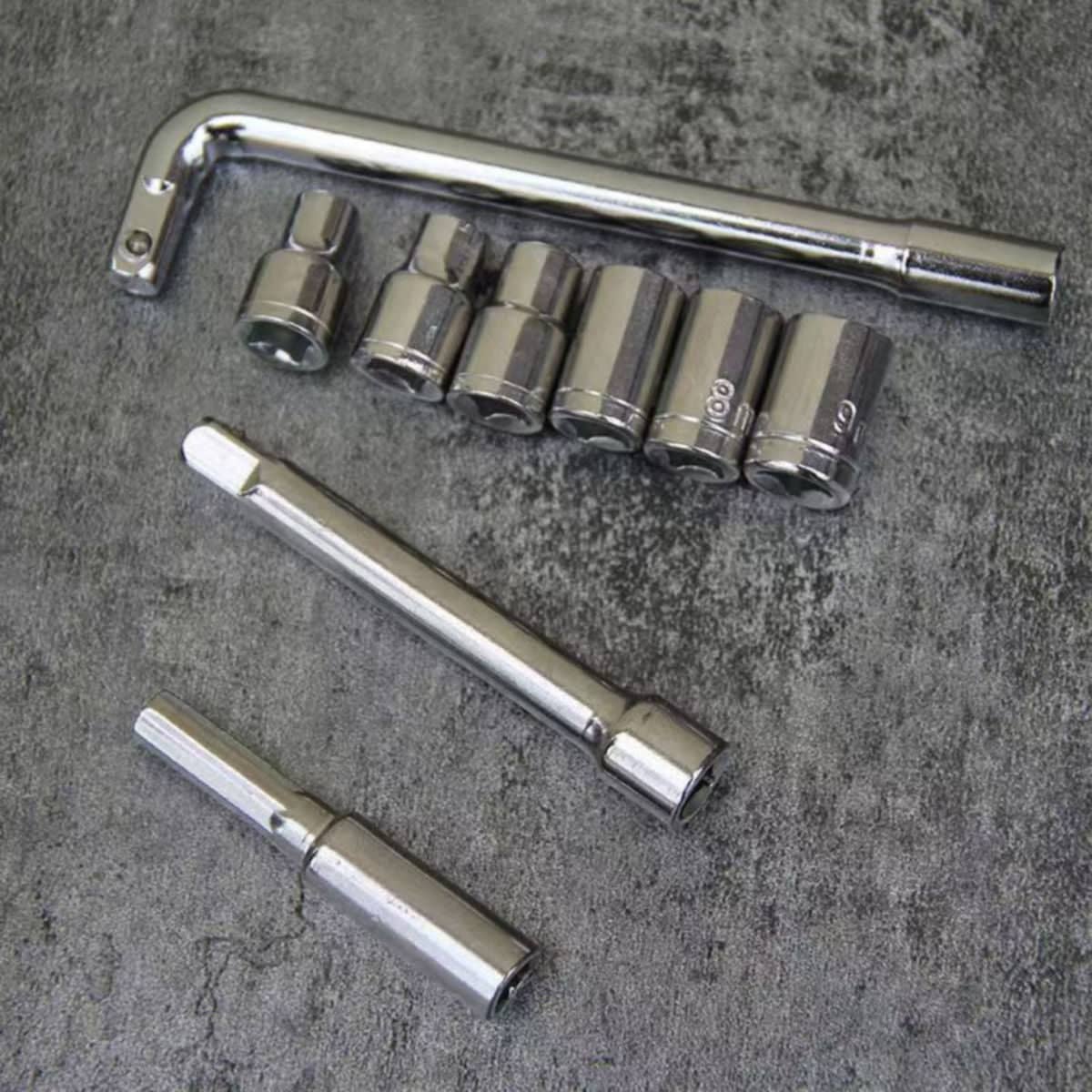 27 Piece Socket Wrench Tool Set, Metric 4 to 21 mm, Grey Case - view 5