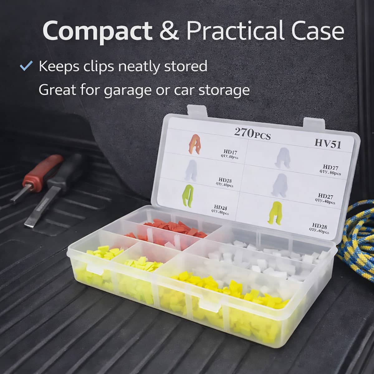 270 Piece U Clip Car Panel Fastener Set with Storage Case for Dashboard and Door Trim - view 5