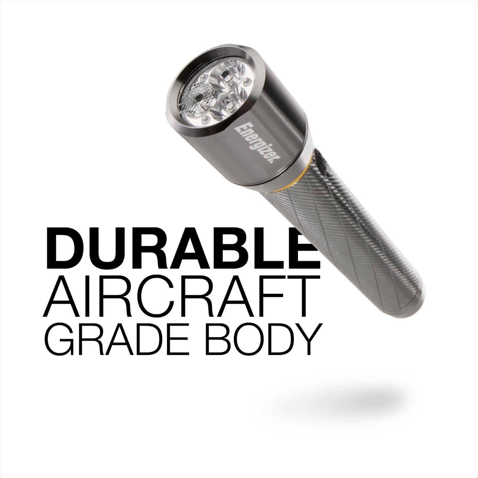 Energizer Vision HD 400 Lumen Metal LED Torch, Digital Focus & Strobe, Silver (PMHH21)