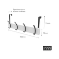 MODE Over Door Hanger - 4 Black Hooks on White Board