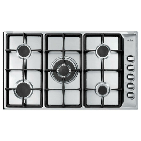 Haier natural gas cooktop - 5 burners, wok burner, flame failure protection, stainless steel - HCG905WFCX1
