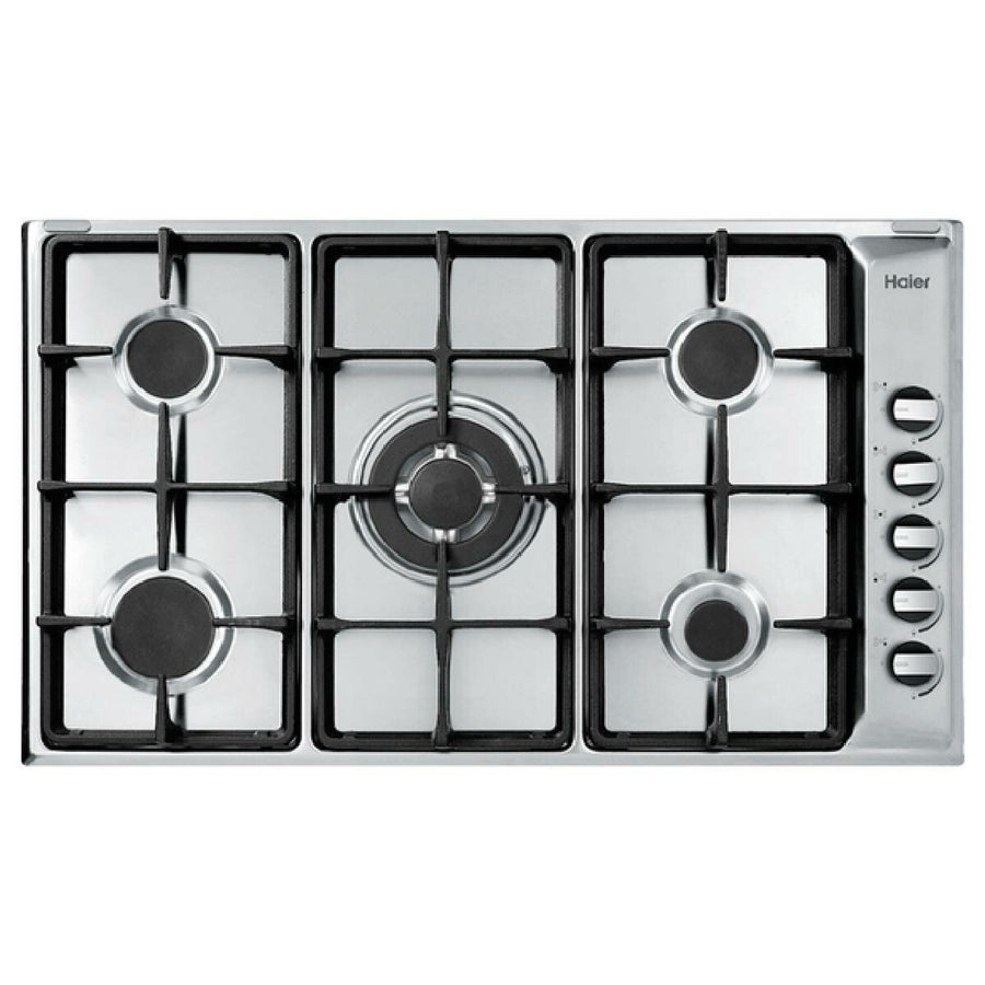 Haier natural gas cooktop - 5 burners, wok burner, flame failure protection, stainless steel - HCG905WFCX1