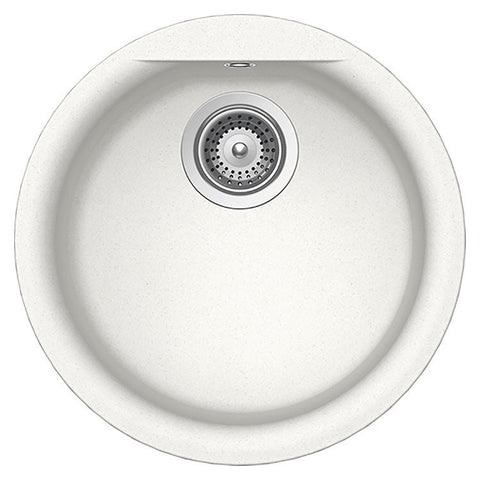 Abey Euro Round Single Bowl Sink - White Cristalite Plus, Topmount or Undermount - ER-100W