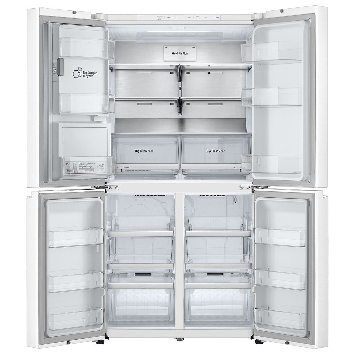 LG 637L French Door Fridge - Ice and Water, Matte White, Two Big Fresh Zone Crispers - GF-L700MWH