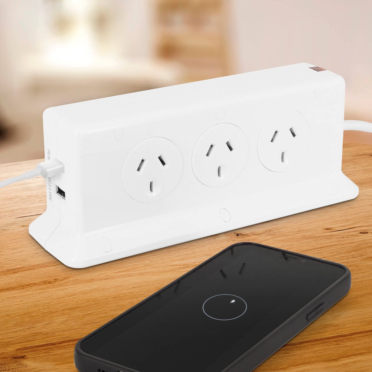 Arlec 6 Outlet Vertical Powerboard 65mm x 205mm - PD30W USB A&C Rapid Charging - SuperSaverAU - view 4