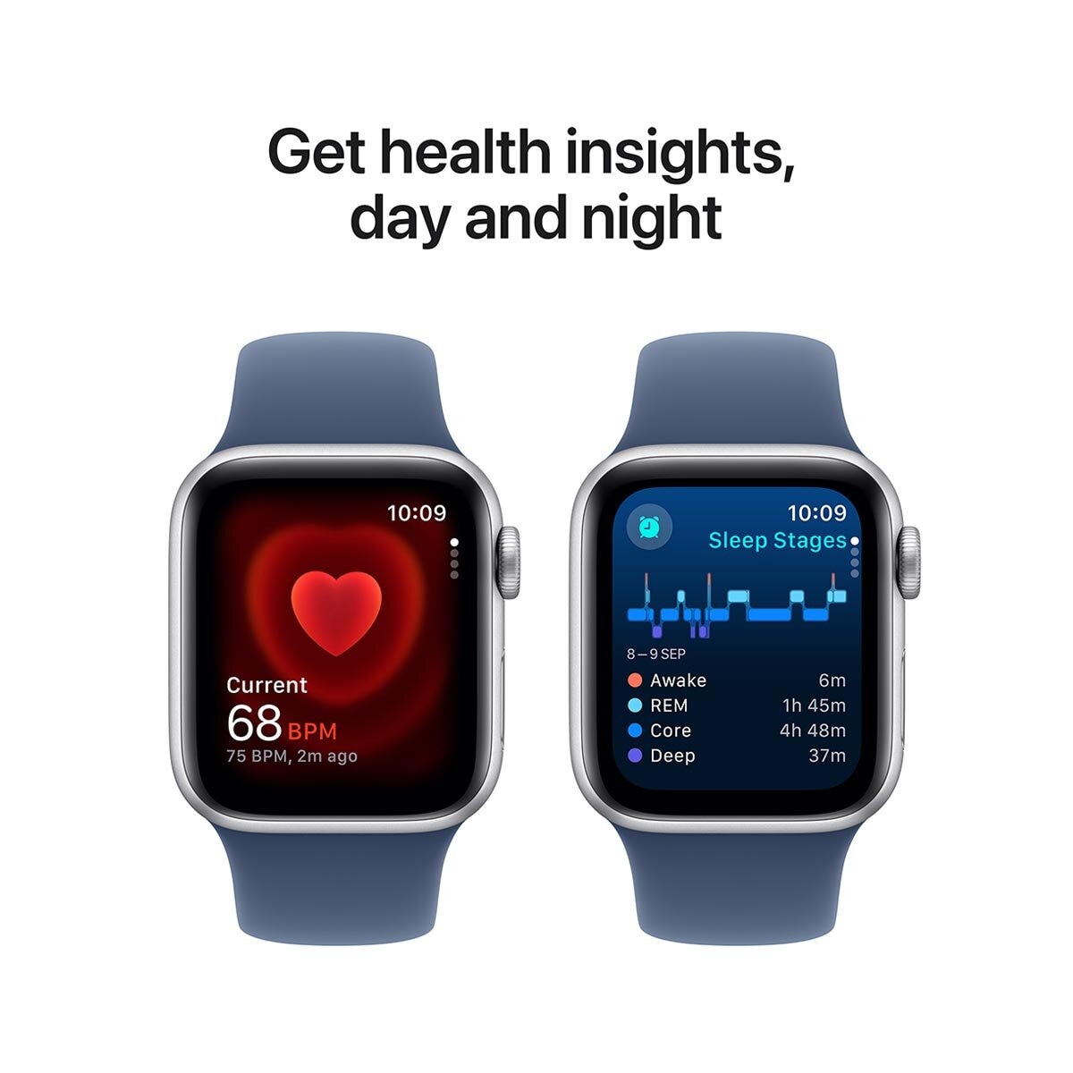 Apple Watch SE GPS 44mm Silver Aluminium Case With Denim Sport Band S/M