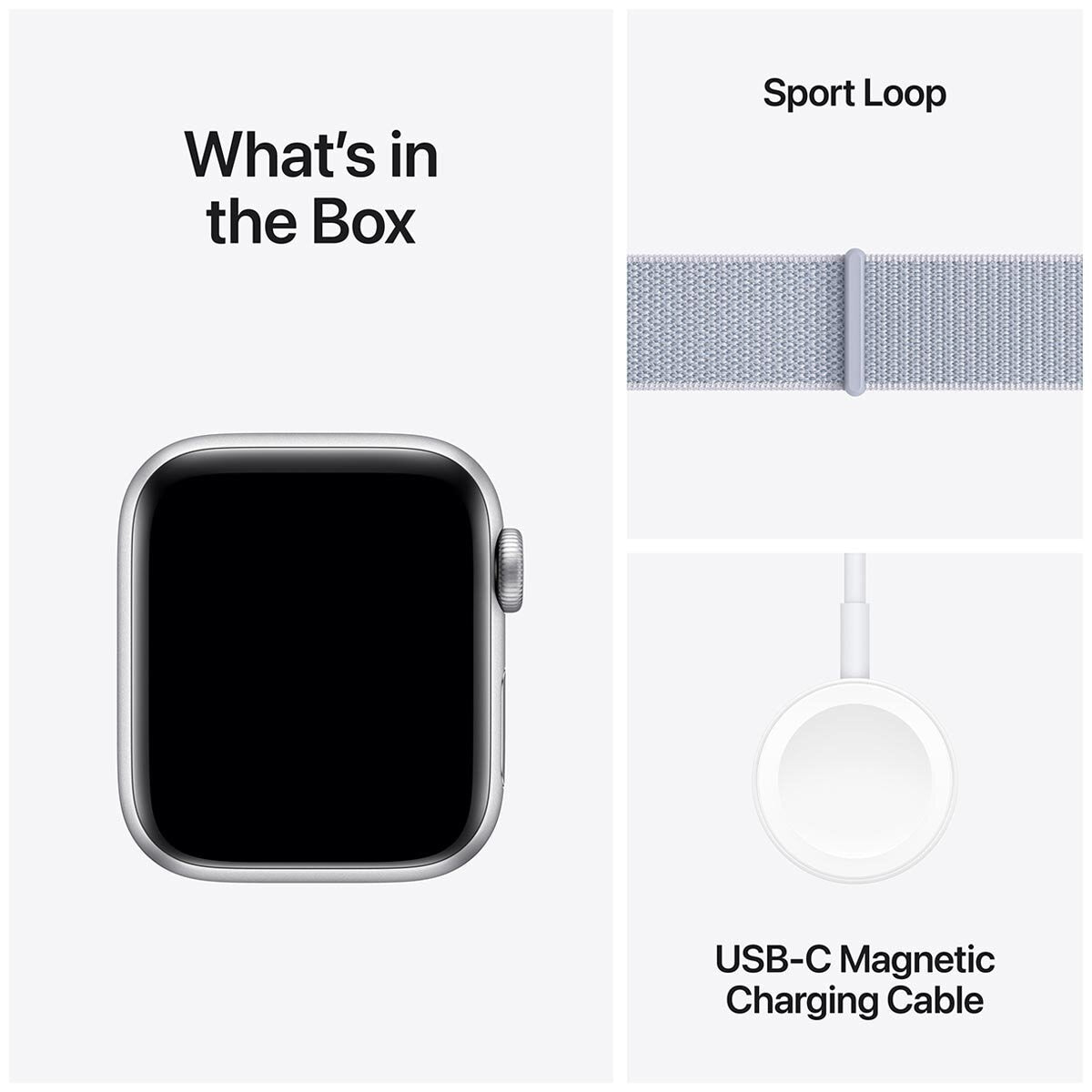 Apple Watch SE GPS 44mm Silver Aluminium Case With Blue Cloud Sport Loop