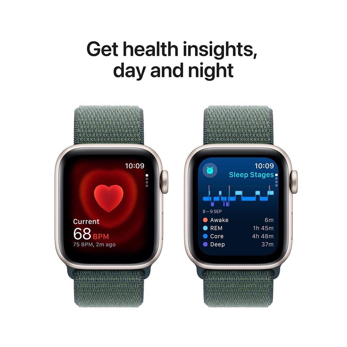 Apple Watch SE GPS 44mm Starlight Aluminium Case With Lake Green Sport Loop