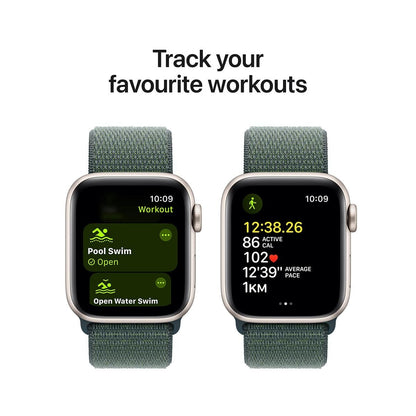 Apple Watch SE GPS 44mm Starlight Aluminium Case With Lake Green Sport Loop