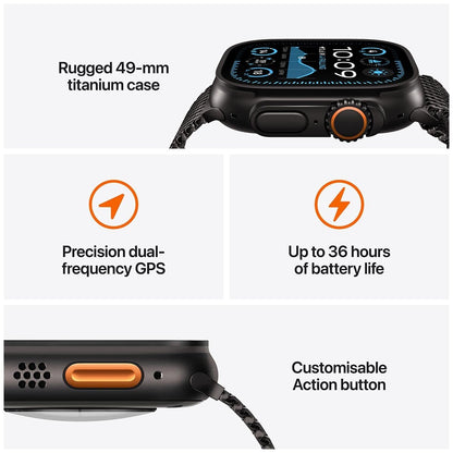 Apple Watch Ultra 2 GPS + Cellular 49mm Black Titanium Case With Dark Green Alpine Loop Large