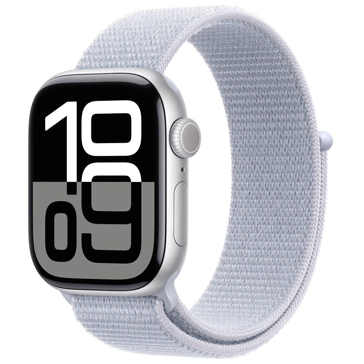Apple Watch Series 10 GPS 46mm Silver Aluminium Case with Blue Cloud Sport Loop - SuperSaverAU - view 1