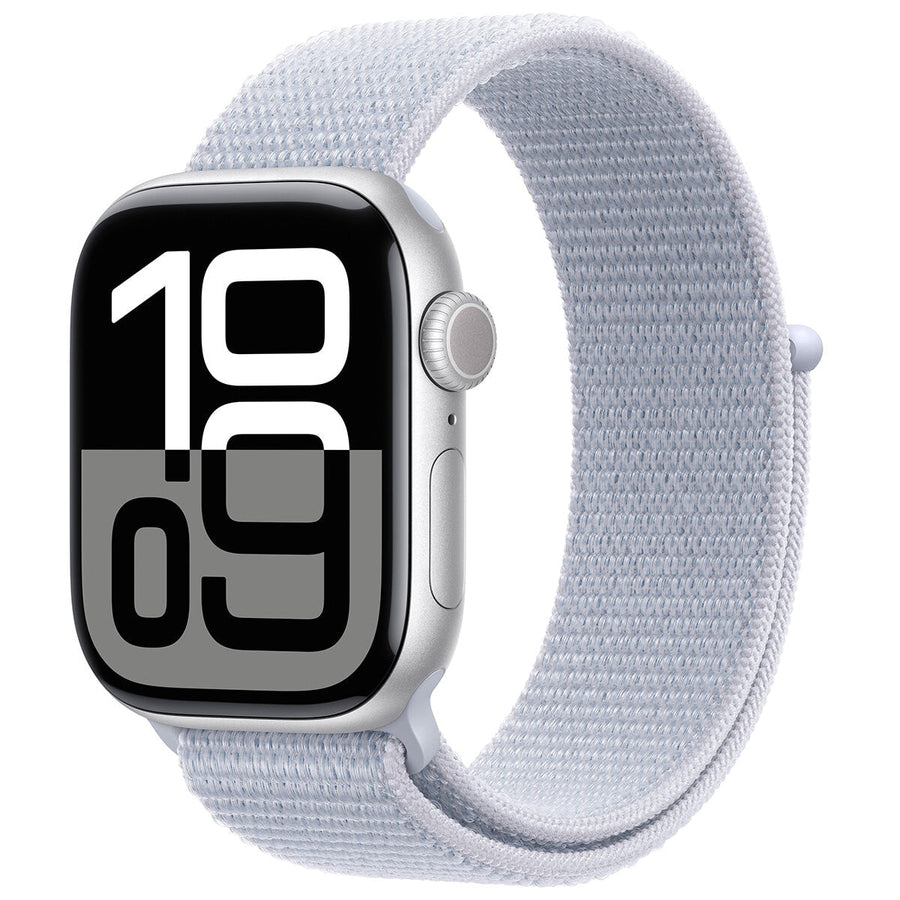 Apple Watch Series 10 GPS 46mm Silver Aluminium Case with Blue Cloud Sport Loop - SuperSaverAU - view 1