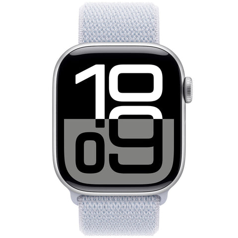 Apple Watch Series 10 GPS 46mm Silver Aluminium Case with Blue Cloud Sport Loop - SuperSaverAU - view 2