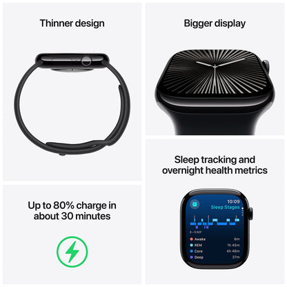 Apple Watch Series 10 GPS 46mm Silver Aluminium Case with Blue Cloud Sport Loop