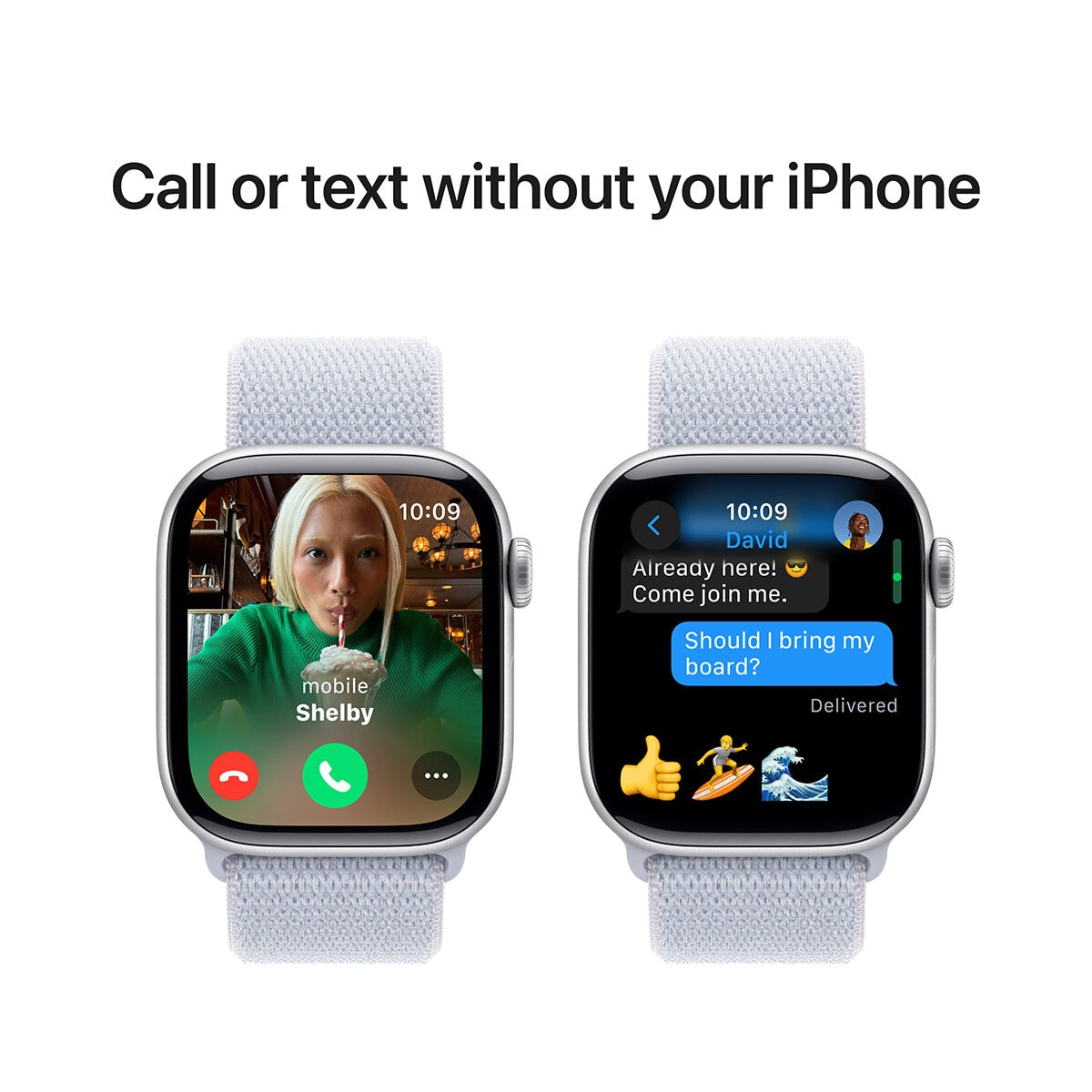 Apple Watch Series 10 GPS 46mm Silver Aluminium Case with Blue Cloud Sport Loop - SuperSaverAU - view 6