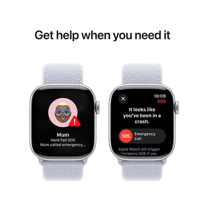 Apple Watch Series 10 GPS 46mm Silver Aluminium Case with Blue Cloud Sport Loop