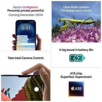 Apple iPhone 16 128GB Ultramarine - 6.1" Liquid Retina Display, A15 Bionic Chip, Dual-Camera System, 5G Connectivity