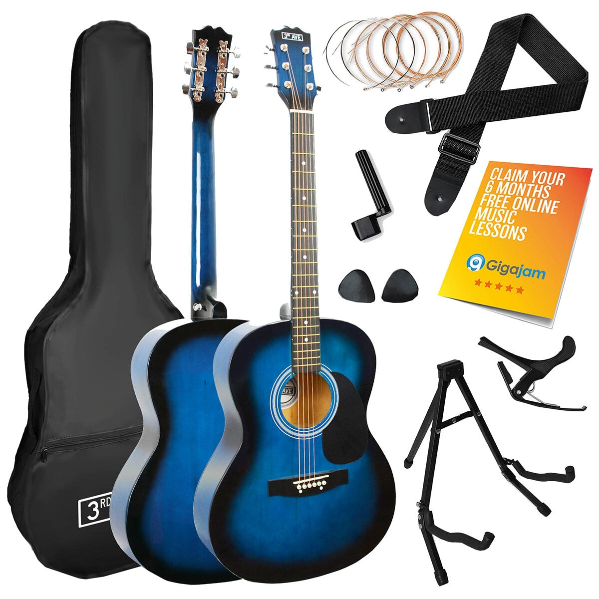3rd Avenue Acoustic Guitar Premium Pack Blueburst NM-STX10ABBPK2 - SuperSaverAU - view 1