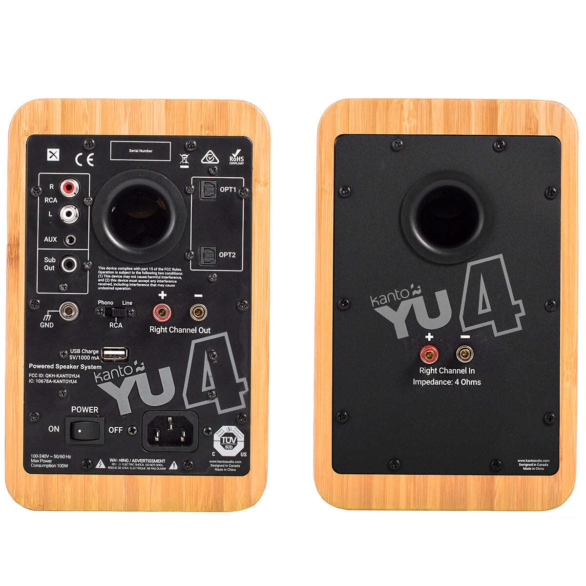 Kanto YU4 140W Powered Bookshelf Speakers Bamboo KO-YU4BAMBOO-I - SuperSaverAU - view 3