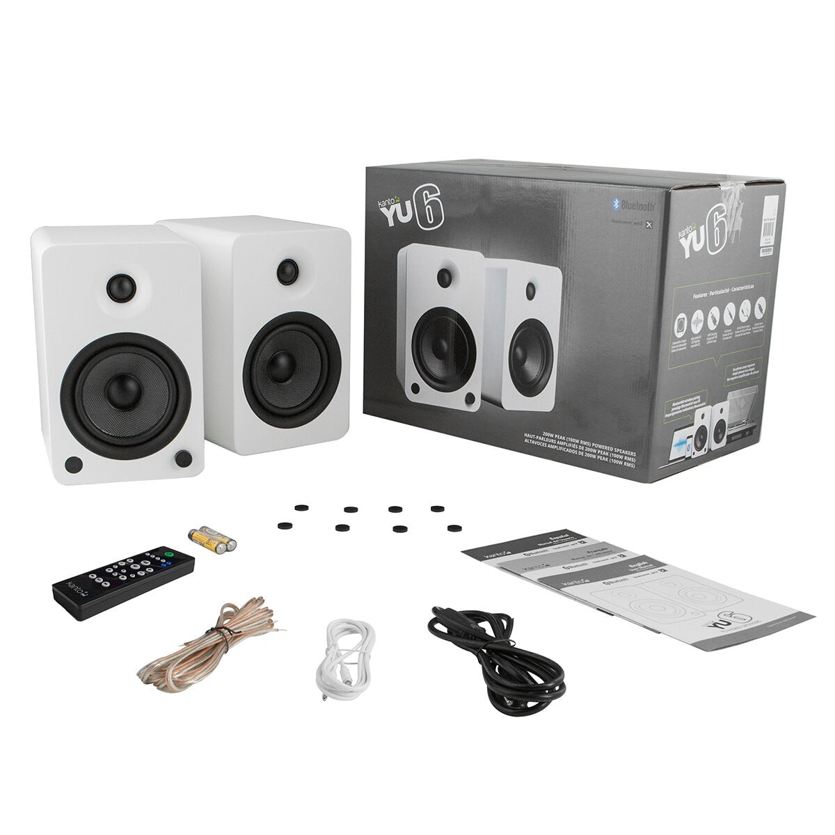 Kanto YU6 200W Powered Bookshelf Speakers Matte White, Bluetooth, Vinyl Ready, 10.7" - SuperSaverAU - view 4