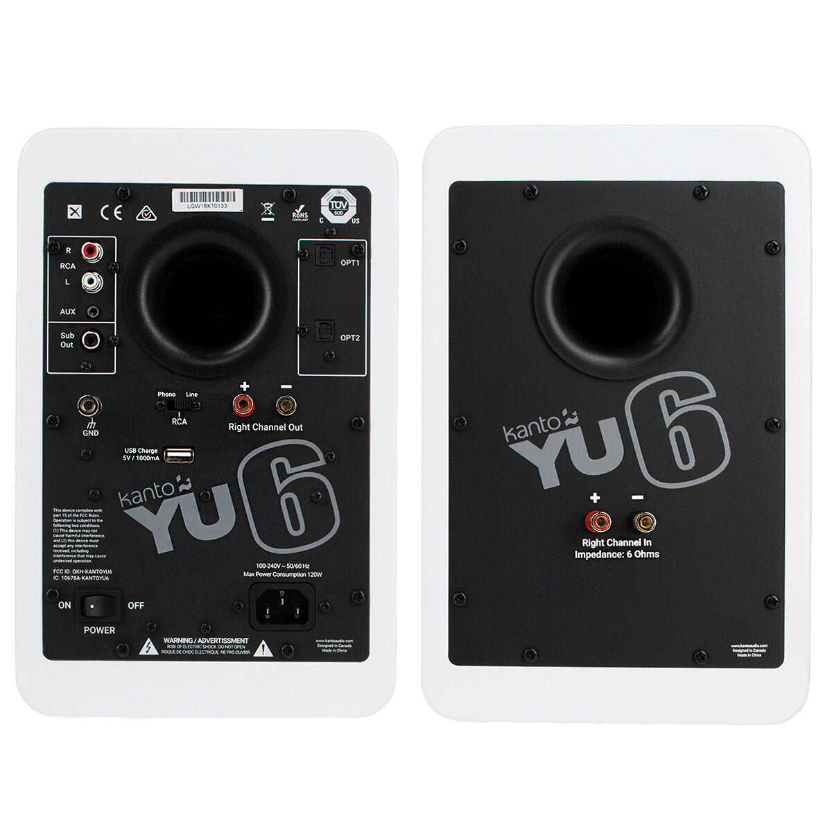 Kanto YU6 200W Powered Bookshelf Speakers Matte White, Bluetooth, Vinyl Ready, 10.7" - SuperSaverAU - view 3